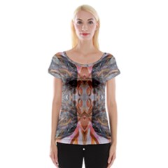 Abstract Marbling Symmetry Cap Sleeve Top by kaleidomarblingart