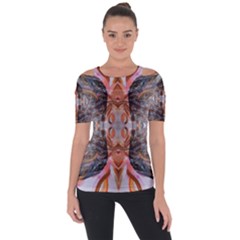 Abstract Marbling Symmetry Shoulder Cut Out Short Sleeve Top by kaleidomarblingart