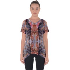 Abstract Marbling Symmetry Cut Out Side Drop Tee by kaleidomarblingart