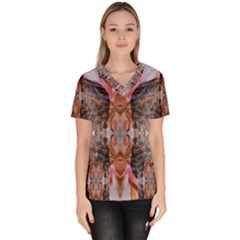 Abstract Marbling Symmetry Women s V-neck Scrub Top by kaleidomarblingart