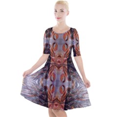 Abstract Marbling Symmetry Quarter Sleeve A-line Dress by kaleidomarblingart