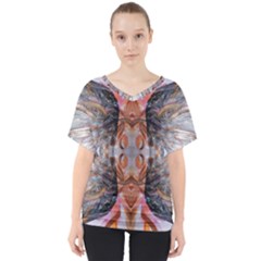 Abstract Marbling Symmetry V-neck Dolman Drape Top by kaleidomarblingart