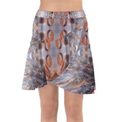 Abstract Marbling Symmetry Wrap Front Skirt