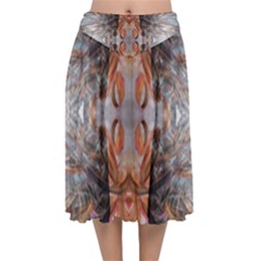 Abstract Marbling Symmetry Velvet Flared Midi Skirt by kaleidomarblingart