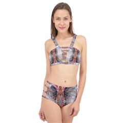 Abstract Marbling Symmetry Cage Up Bikini Set