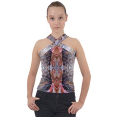 Abstract Marbling Symmetry Cross Neck Velour Top by kaleidomarblingart