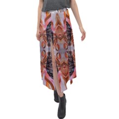 Abstract Marbling Symmetry Velour Split Maxi Skirt by kaleidomarblingart