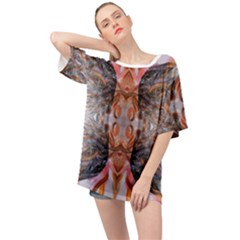 Abstract Marbling Symmetry Oversized Chiffon Top by kaleidomarblingart