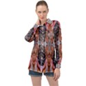 Abstract marbling symmetry Long Sleeve Satin Shirt View1