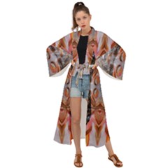 Abstract Marbling Symmetry Maxi Kimono by kaleidomarblingart