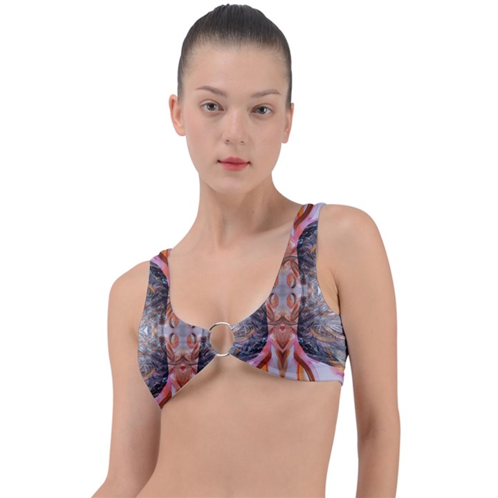 Abstract marbling symmetry Ring Detail Bikini Top