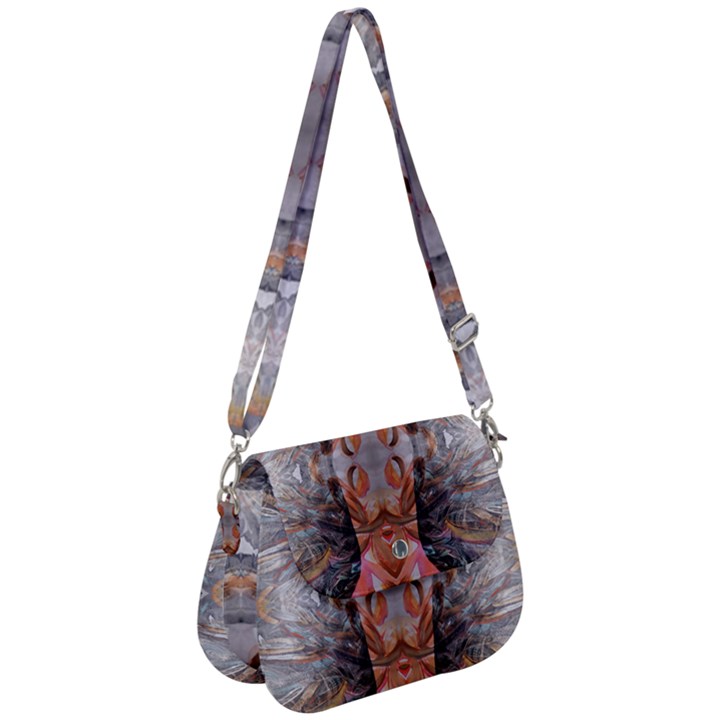 Abstract marbling symmetry Saddle Handbag