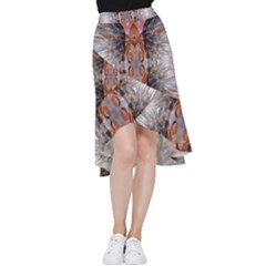 Abstract Marbling Symmetry Frill Hi Low Chiffon Skirt