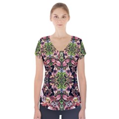 Shrubs Repeats Short Sleeve Front Detail Top by kaleidomarblingart