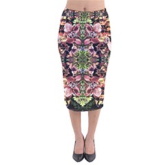 Shrubs Repeats Velvet Midi Pencil Skirt by kaleidomarblingart