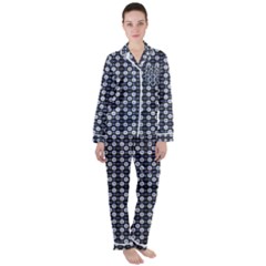 Modern Ornate Striped Pattern Satin Long Sleeve Pajamas Set by dflcprintsclothing