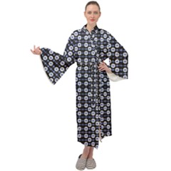 Modern Ornate Striped Pattern Maxi Velour Kimono by dflcprintsclothing