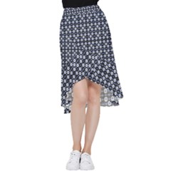 Modern Ornate Striped Pattern Frill Hi Low Chiffon Skirt