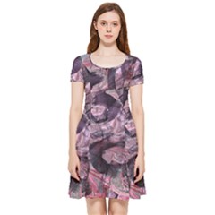  Abstract Marbling Inside Out Cap Sleeve Dress