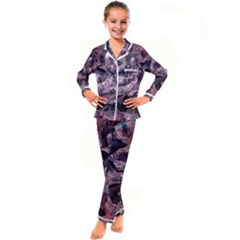  Abstract Marbling Kid s Satin Long Sleeve Pajamas Set by kaleidomarblingart