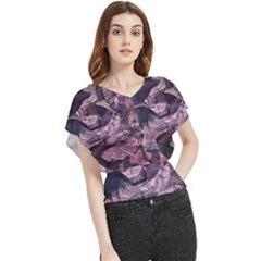  Abstract Marbling Butterfly Chiffon Blouse