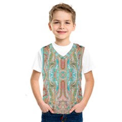 Emerald Marbling Kids  Basketball Tank Top by kaleidomarblingart