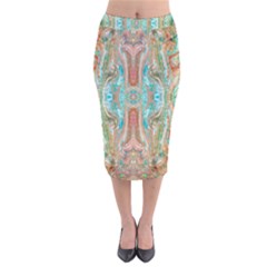 Emerald Marbling Velvet Midi Pencil Skirt by kaleidomarblingart