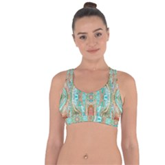 Emerald Marbling Cross String Back Sports Bra by kaleidomarblingart