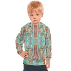 Emerald Marbling Kids  Hooded Pullover by kaleidomarblingart