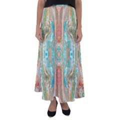 Emerald Marbling Flared Maxi Skirt by kaleidomarblingart