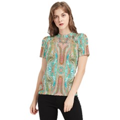 Emerald Marbling Women s Short Sleeve Rash Guard