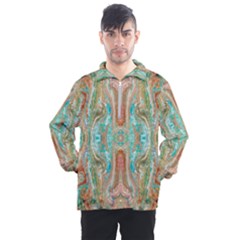 Emerald Marbling Men s Half Zip Pullover by kaleidomarblingart