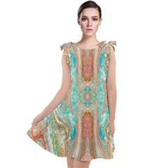 Emerald Marbling Tie Up Tunic Dress by kaleidomarblingart