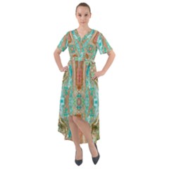 Emerald Marbling Front Wrap High Low Dress