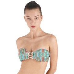 Emerald Marbling Twist Bandeau Bikini Top by kaleidomarblingart