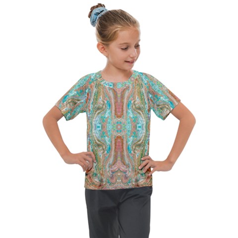 Emerald Marbling Kids  Mesh Piece Tee by kaleidomarblingart