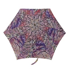 Mixed Media Leaves Mini Folding Umbrellas by kaleidomarblingart