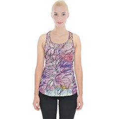 Mixed Media Leaves Piece Up Tank Top by kaleidomarblingart