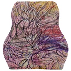 Mixed Media Leaves Car Seat Velour Cushion  by kaleidomarblingart