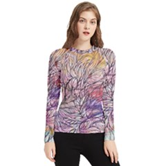 Mixed Media Leaves Women s Long Sleeve Rash Guard