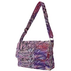 Mixed Media Leaves Full Print Messenger Bag (l) by kaleidomarblingart