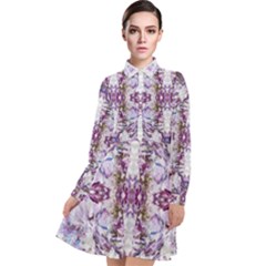 Intricate Lilac Long Sleeve Chiffon Shirt Dress by kaleidomarblingart