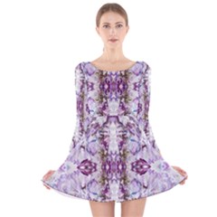 Intricate Lilac Long Sleeve Velvet Skater Dress by kaleidomarblingart