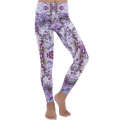 Intricate Lilac Kids  Lightweight Velour Classic Yoga Leggings by kaleidomarblingart