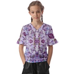 Intricate Lilac Kids  V-neck Horn Sleeve Blouse