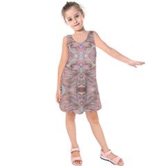 Pink Arabesque Iv Kids  Sleeveless Dress by kaleidomarblingart