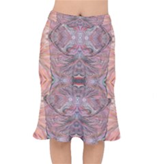 Pink Arabesque Iv Short Mermaid Skirt by kaleidomarblingart