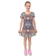 Mixed Media Print Kids  Short Sleeve Velvet Dress by kaleidomarblingart