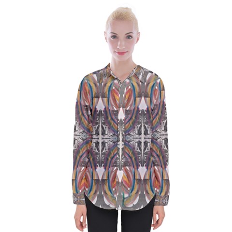 Mixed Media Print Womens Long Sleeve Shirt by kaleidomarblingart