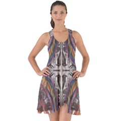 Mixed Media Print Show Some Back Chiffon Dress by kaleidomarblingart